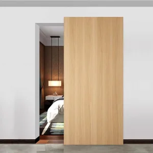 Solid Wood Sliding Hidden Doors Finished System Ghost Door Living Room Hidden Aluminum Track Invisible Sliding Door