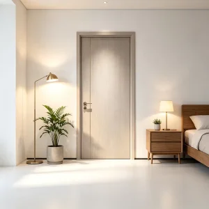 Solid Wood Soundproof Class C Exterior Door with French Teak Finish, Installation Included