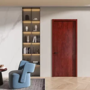 Solid Wood Teak/Walnut Veneer Interior Door for Bedroom or Living Room