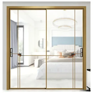 Solid Wood Ultra-Narrow-Frame Sliding Door for Bedroom, Custom Size, Smart Home Compatible