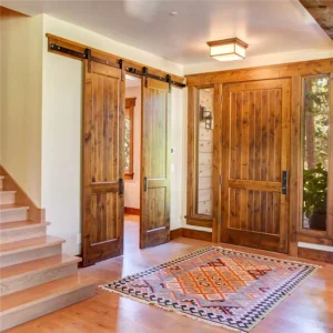 Solid Wood Villa Entry Door with Carving, Anti-Theft and Soundproofing