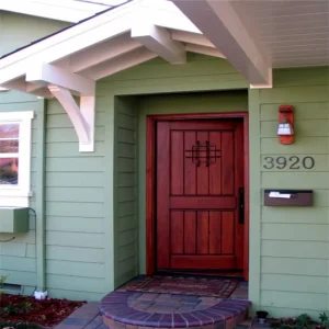 Solid Wood Villa Entry Door with Full-Body Wood Carving and Anti-Theft Features