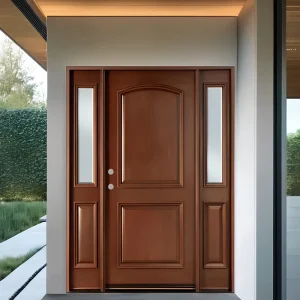 Solid Wood Villa Entry Door with Sidelights and Soundproof Security Features