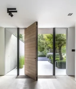 Solid Wood Waterproof Modern Exterior Front Entrance Pivot Door