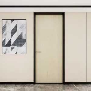 Solid Wood and Aluminum Interior Swing Door, Windproof, Finished Surface, for Bedrooms and Hotels