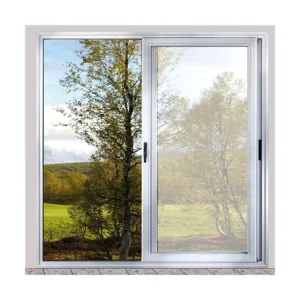 Solid Wood and Glass Grid Pattern Aluminum Sliding Door