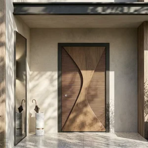 Solid Wooden Outside Door Custom Ornamental Double Entry Main Gate
