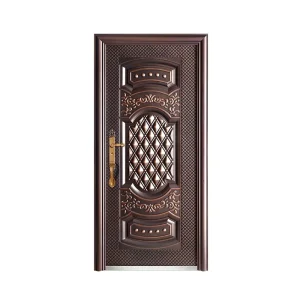 Sound Insulation Copper Iron Single Entry Door Left Hand Steel Security Door with Frame