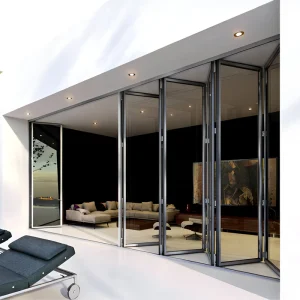 Soundproof Aluminum Slim-Frame Bifold Patio Door with Double Glass