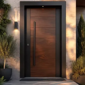 Soundproof Aluminum-Wood Interior Door, Aluminum Alloy Frame, Solid Wood Veneer Composite, Kitchen/Workshop/Bedroom