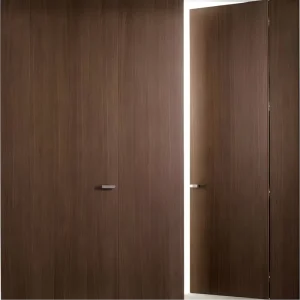 Soundproof Brown and White Solid Interior Frameless Hidden Door, 30 x 78 in