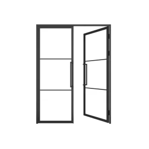 Soundproof Double French Swing Door Steel Glass Thermal Insulation for Bathroom or Kitchen