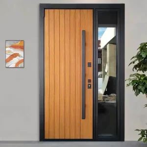 Soundproof Fire-Resistant Aluminium Alloy Exterior/Interior Wood-Grain Door for Hotel Apartments