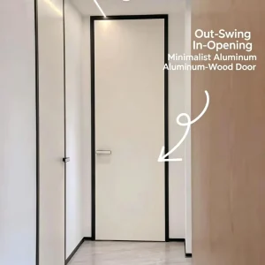 Soundproof Moisture-Resistant Aluminum-Wood Door with Flush Exterior, Inward-Opening Design, and Aluminum Alloy Frame Set