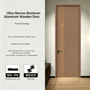 Soundproof Moisture- and Insect-Resistant Aluminum-Wood Interior Double Door with Aluminum Alloy Frame