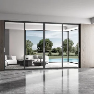Soundproof Narrow-Frame Aluminum Sliding Door, Double-Glazed, Thermal-Break, for Patio