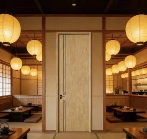 Soundproof Side-Opening Polymer MDF Interior Door with Minimalist Design, Pre-Finished