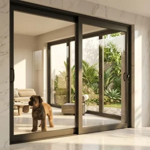 Soundproof Slim-Frame Tempered Glass Exterior Aluminum Patio Sliding Door for Houses