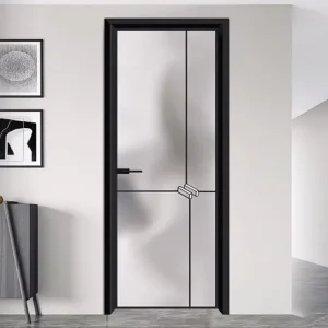 Soundproof Tempered Glass Aluminum Alloy Narrow Frame Interior Swing Door for Kitchen, Hotel, and Balcony