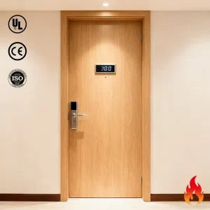 Soundproof Waterproof Fireproof Solid Wood Finished Door for Hotels, Apartments, Bedrooms, Exteriors, Supermarkets, and Hospitals