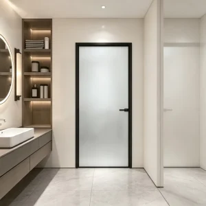 Source Factory Aluminum Bathroom Door Waterproof Tempered Glass Door For Household Shower Room Partition