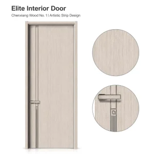 Source Factory Modern Artistic Strip Panel Door Paint-free Soundproof Waterproof Interior Bedroom Door for Apartment