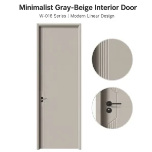 Source Factory Modern Gray Beige Panel Door Lacquer Painted Soundproof Waterproof Interior Bedroom Door