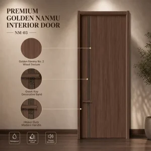 Source Factory Modern Panel Door Non-Painted Soundproof Waterproof Interior Bedroom Door for Apartment Project