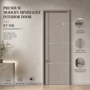 Source Factory Modern Panel Door Paint-free Soundproof Waterproof Interior Bedroom Door Factory Price for Apartment