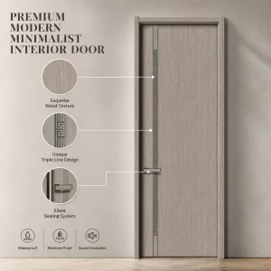 Source Factory Modern Panel Door Paint-free Soundproof Waterproof Interior Bedroom Door for Apartment