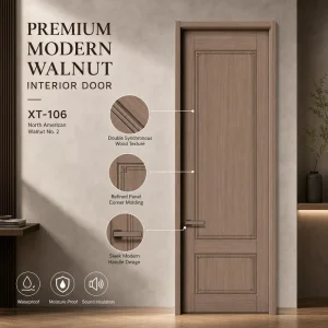 Source Factory Modern Panel Door Paint-free Soundproof Waterproof Interior Bedroom Door for Apartment Factory Price