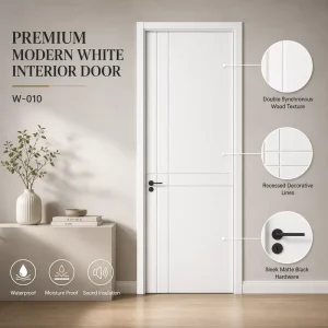 Source Factory Modern White Lacquer-Painted Panel Soundproof Waterproof Interior Bedroom Door for Apartments