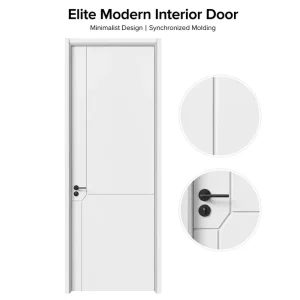 Source Factory Modern White Panel Door Lacquer Painted Soundproof Waterproof Interior Bedroom Door for Apartment