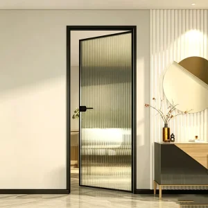 Space Saving Aluminum Alloy Profile Clear Glass Kitchen Dining Room Ultra-Narrow Swing Door