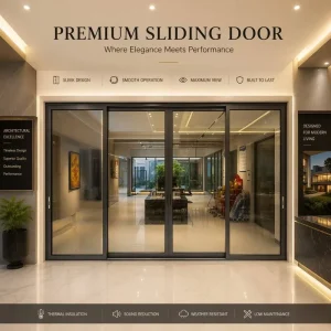Space Saving Glass Door Elegant Panoramic Sliding Door Weatherproof Door for Hotel and Resort