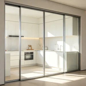 Space-Saving Interior Aluminum Sliding Door Thermal Insulation Soundproof Flush Wall Design for Kitchen Villa Small Dining Rooms