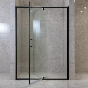 Square Bathroom Shower Enclosure with Sliding Door, Brushed Matt Black Frame, and Easy Assembly