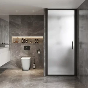 Square Frameless Tempered Glass Shower Door with Acrylic, Hinged Opening, Steam Shower Bathroom
