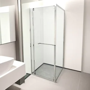 Square-Shaped Horizontal Side-Sliding Door Bathroom Hotel Shower Enclosure with Stainless Steel Frame Portable