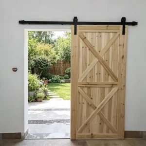 Stable Moisture Proof Solid Fir Full Wood Barn Door Pastoral Sliding Interior Door for Residential Villa