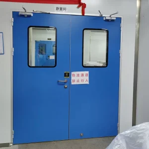 Stainless Steel Double-Leaf Double-Swing Cleanroom Door with Thermal Insulation Antibacterial Optional Coating Double Tempered Glass