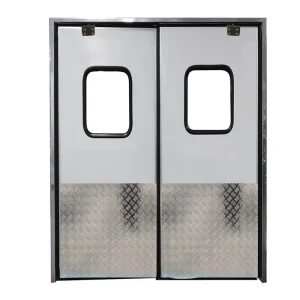 Stainless Steel Double-Leaf Traffic Swing Door with Free-Closing Function for Restaurant Kitchens