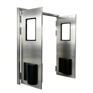 Stainless Steel Double-Opening Manual Kitchen Swing Door with Self-Return Impact-Resistant Design for Interior Use