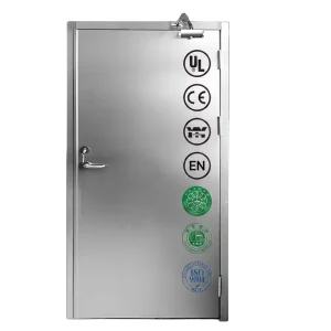 Stainless Steel Fire Door with Panel and Frame for Hospitals and Warehouses