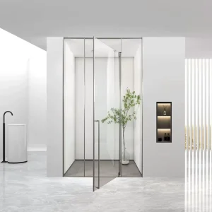 Stainless Steel Framed Pivot Swing Shower Door with 10mm Tempered Glass for Bathroom
