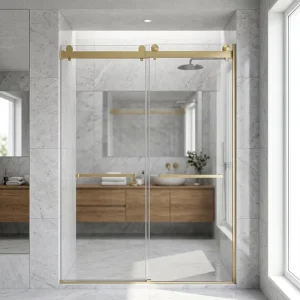 Stainless Steel Frameless Shower Enclosure Double Sliding Tempered Glass Shower Door