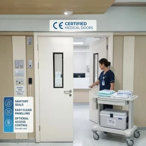Stainless Steel Impact-Resistant Anti-Collision Swing Ward Door for Hygienic Hospital Patient Rooms, Medical CE ISO