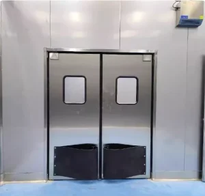 Stainless Steel Impact-Resistant Free-Swinging Double Swing Industrial Doors for Warehouses, Kitchens, and Cleanrooms