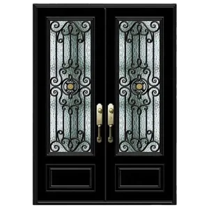 Stainless Steel Modern Double Security Main Entrance Door with Iron Gate Design