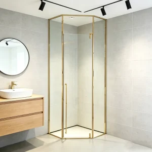 Stainless Steel Pivot Clear Tempered Glass Framed Shower Enclosure for Bathroom